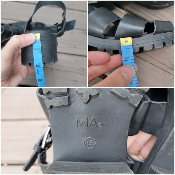 Vintage 90s y2k MIA Black Greek Fisherman Chunky Platform Jesus Sandals 8.5 - Picture 7 of 8